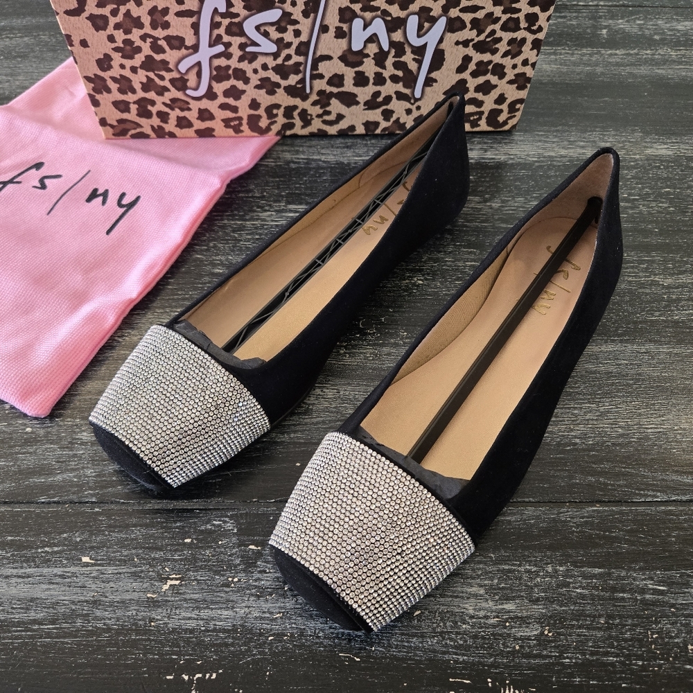French Sole Brand, "Via" Style, Black Suede Ballet Flats
